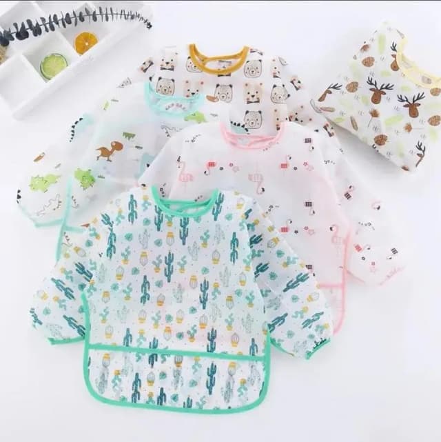 Baby Waterproof Long Sleeve Bib for Infants – Unisex Smock with Full Sleeves and Pocket Design
