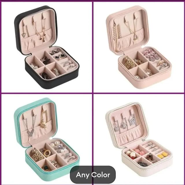 Compact Leather Jewelry Organizer Box for Girls | Small Velvet Jewelry Case for Earrings, Necklaces, and Bracelets | Portable Storage Solution