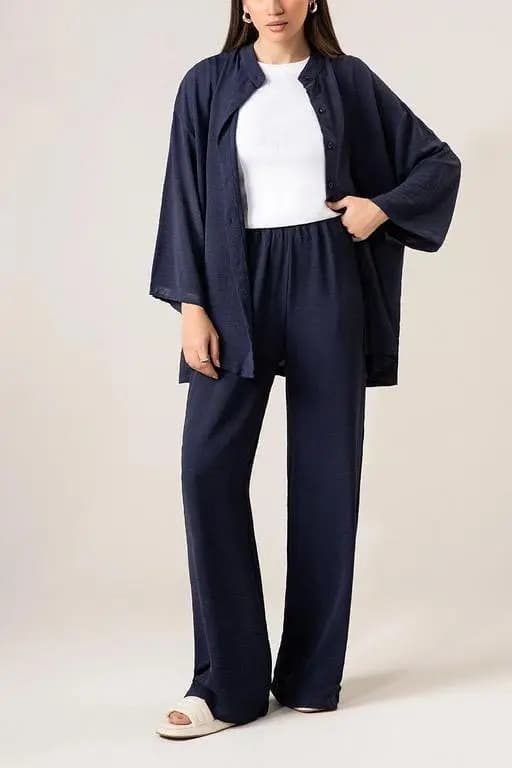 Open Button Shirt with Detachable Inner and Trendy Trousers - New Arrivals 2025