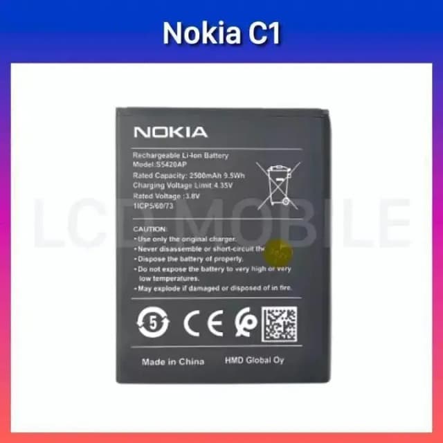 Replacement Battery for Nokia C1 Genuine battery Nokia S5420AP with 2500mAh Capacity