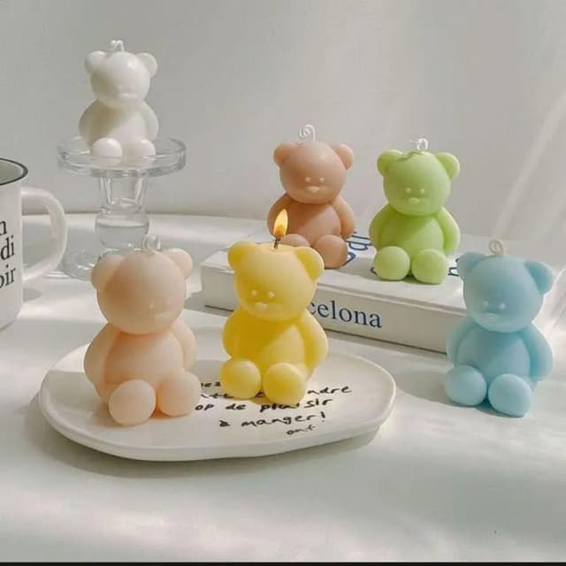 Set of 5 Mini Teddy Bear Scented Candles for Home Decoration