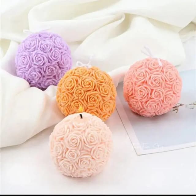 Set of 5 Rose Flower Ball Shape Aromatherapy Candles for Bedroom Decoration