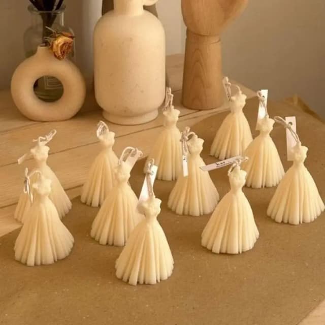 Set of 8 Scented Bridal Dress Candles for Showers and Parties