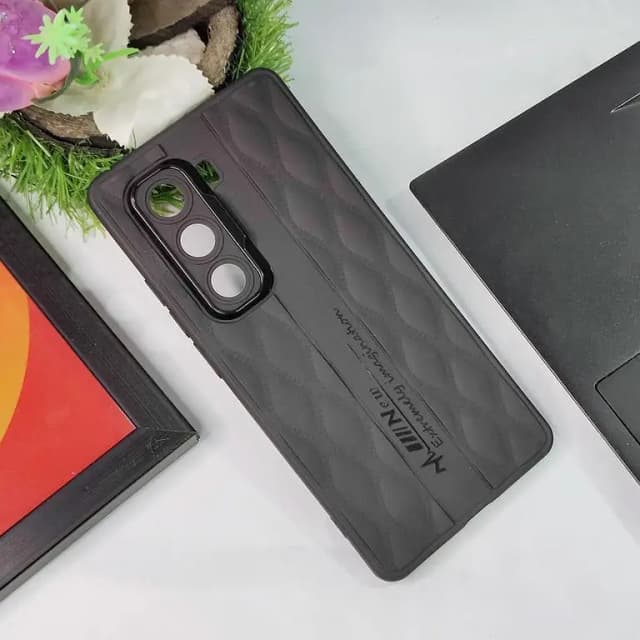 Infinix Hot 50 Pro Plus Brown Matte Soft Case with 3D Wave Pattern and Camera Protection