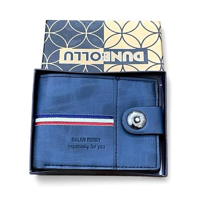 Men’s PU Leather Wallet with Box | Multi Card Slots & Secure Snap Button | 7 Card Holders & 3 Note Compartments