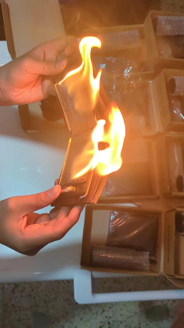 Pure Leather Magic Fire Wallet For Men & Women Imported wallets