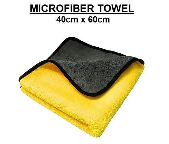 Microfiber Cleaning Cloth / Towel – Gray and Yellow Color - 40cm x 60cm - Microfiber Cloth for car, bike, kitchen and home cleaning Purpose - Pack Of 3