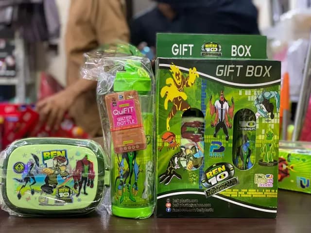 High Quality Gift Box 2 in 1 Water Bottle and Lunch Box Gift Set | Gift Box | School Water Bottle and Lunch Box Gift Set Kids School Lunch Box School Tiffin Box and Water Bottle With Spoon Be
