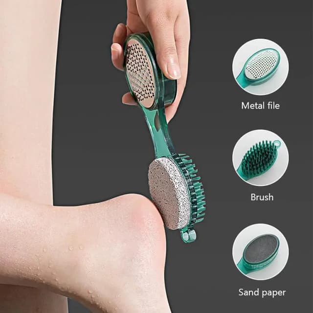 4-in-1 Pedicure Brush for Foot Care - Pumice Stone, Dead Skin Remover, Grinding Tool & File