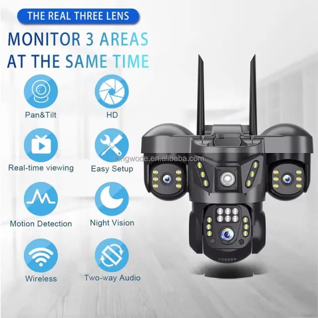 Triple Lens Triple Screen Triple Camera | WIFI PTZ Camera | V380Pro