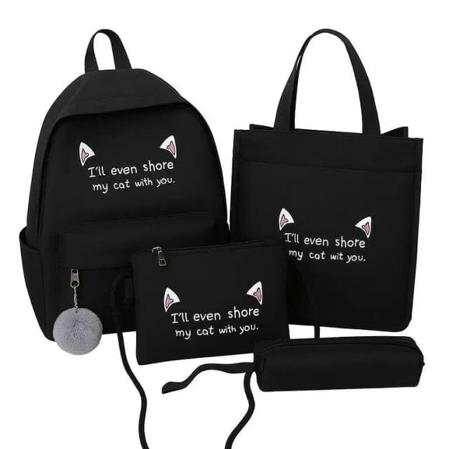 High Quality 4Pcs/Set Canvas Cute Laptop Bags For Ladies /School Bags For Girls And Boys/ School Bag /Laptop Backpacks /Women Book Bags/ College Travel Backpacks Women Backpacks