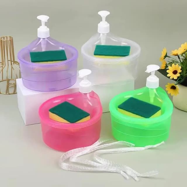 Liquid Soap Dispenser Set - Kitchen Sink Organizer with Foaming Pump and Sponge Holder
