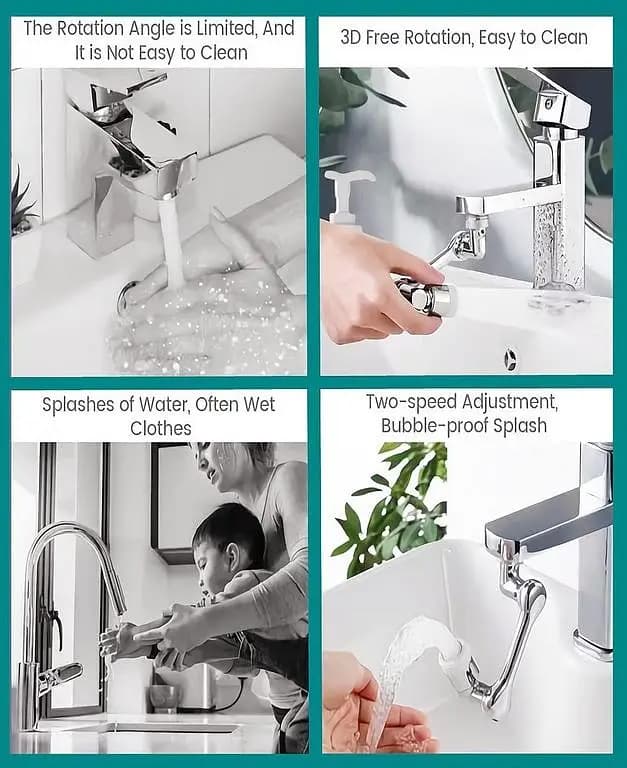 Universal 1080 Degree Swivel Extension Faucet Aerator Rotate Robotic Arm Tap Extender