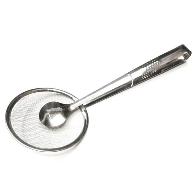 Multi-functional 2 in 1 Fry Tool Filter Spoon Strainer With Clip,Oil Frying BBQ Filter Stainless Steel Mesh Strainer Kitchen Tool Frying Mesh Colander Quick Strain Stainless Steel Tong Coland