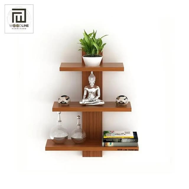 Wooden Wall Shelves for Living Room | Wall Shelf for Home Decor Items | Floating Book Rack for Study Room, Office by Wood Line Furniture