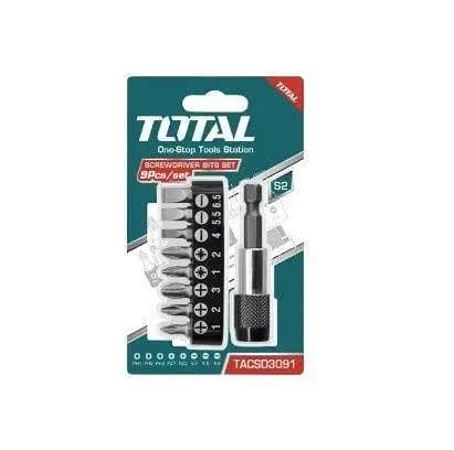 TOTAL 9-Piece S2 Industrial Steel Magnetic Screwdriver Bits Set TACSD3091