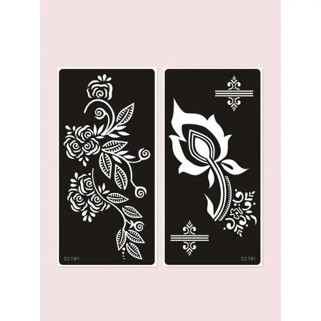 2sheets Floral Pattern Tattoo Stencil