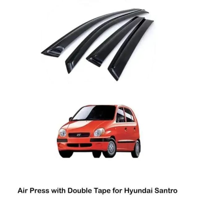 Hyundai Santro Plus Air Pressure Window Visors - Set of 4 with Double-Sided Tape