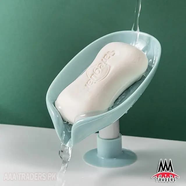Drain Soap Holder: Leaf-Shaped Self-Draining Soap Dish with Suction Cup for Bathroom or Kitchen