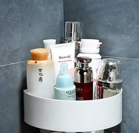 Wall Mount Triangle Corner Shelf Rack for Bathroom and Kitchen (Unbreakable Plastic) - Shampoo Holder