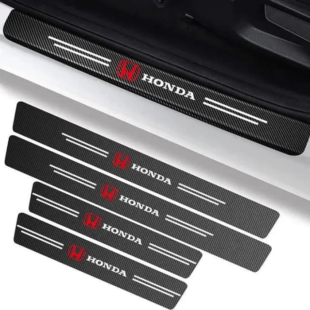 Honda Logo Carbon Fiber Door Sill Protector (4 Pcs Set) | Anti-Scratch Scuff Plate Guards