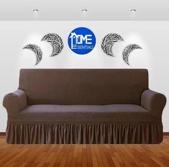Turkish Style Sofa Covers with Frill - Stretchable Jersey Couch Cover, Washable Premium Quality Sofa Protector 1 to 7 Seater  By Home Essentials