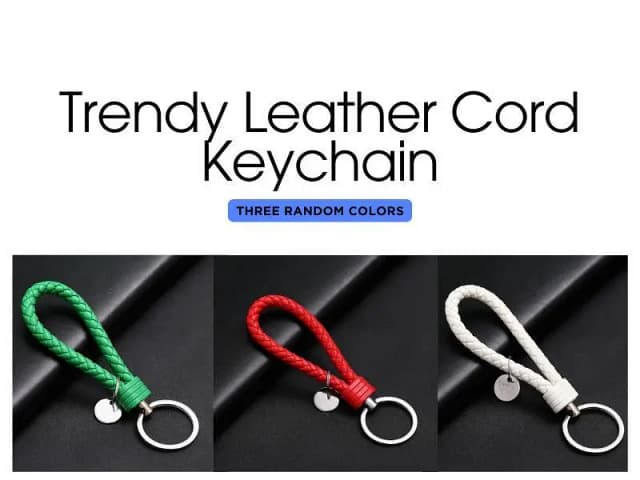 Trendy Leather Cord Keychain | 3 Pcs Colored```
