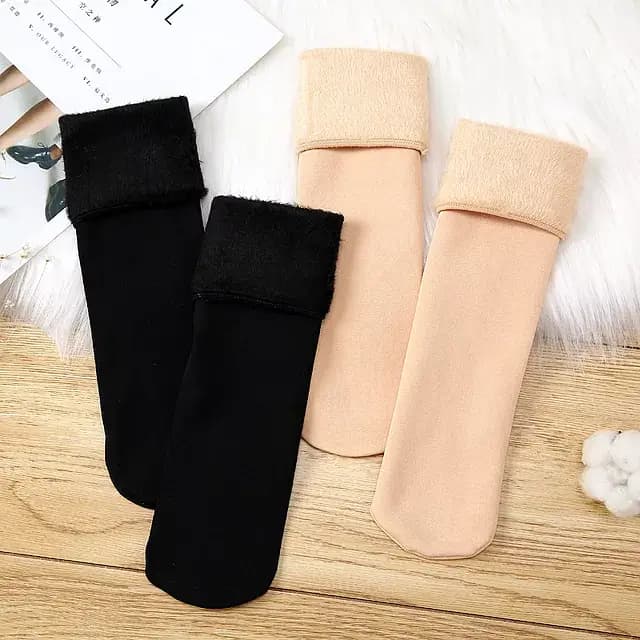 Pack of 2 Women’s Winter Snow Boots Socks – Warm Fleece, Thick Thermal, Soft Cosy Large Size
