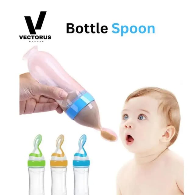 Baby Spoon Feeder - 90ml Silicone Baby Feeding Bottle With Spoon Newborn Infant Squeeze Spoon Toddler Food Supplement Rice Cereal Bottle Milk Feeder