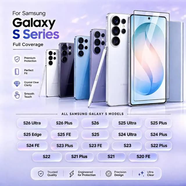 HD 8K Full Cover Screen Protector For Samsung S26 Ultra S24 Plus S23 FE S22 S21 S25 Ultra Fingerprint Unlock Tempered Glass