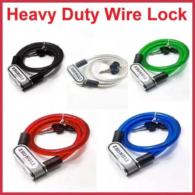 ZHONGLI Heavy Duty Anti-Theft Steel Cable Wire Lock for Bikes, Motorcycles, and Gates | Durable & Weather-Resistant Security Lock with Keys