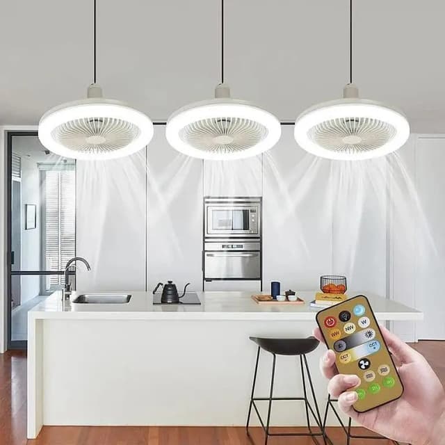 2in1 Ceiling Fan With Lighting Lamp With Remote Control E27 Converter Base For Bedroom Living Home Silent 30w