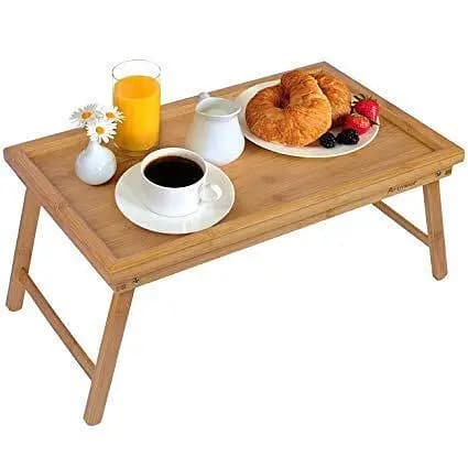 Foldable Wooden Laptop Desk Table Adjustable Breakfast Bed Serving Tray