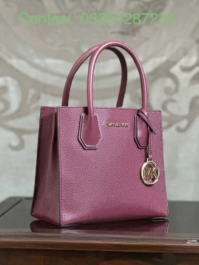 Michael Kors Mercer XS Pebbled Leather Crossbody - Merlot (New)