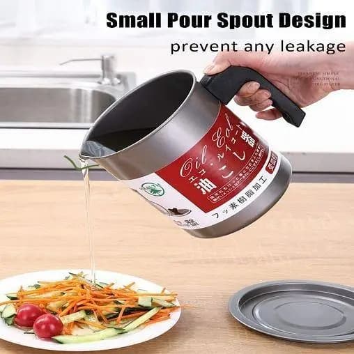 1.7 Liters Kitchen Oil Storage Container Pot with Mesh Strainer