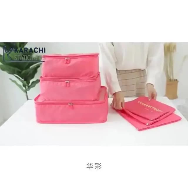6pcs/Set Travel Storage Bag Portable Luggage Organizer Clothes Tidy Pouch Zip Cube Luggage Toiletry Bag Organizer Pouch Home Organization - Multi _KIT_ KS
