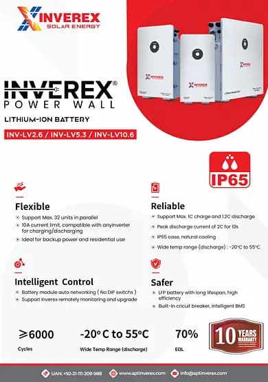 INVEREX POWERWALL [24V 100A LV2.6 & 51V 200A LV10.6] IP65 BATTERY