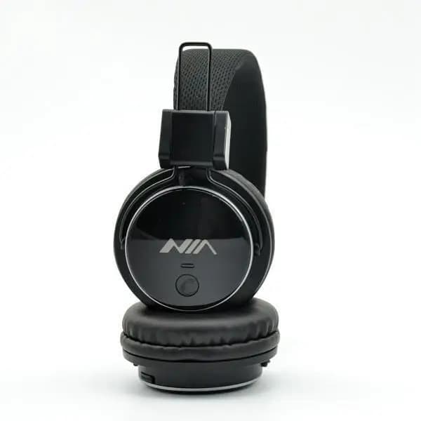 NIA Q1 Bluetooth Headphones with Mic - Wireless Stereo, 10m Range, Lightweight Black