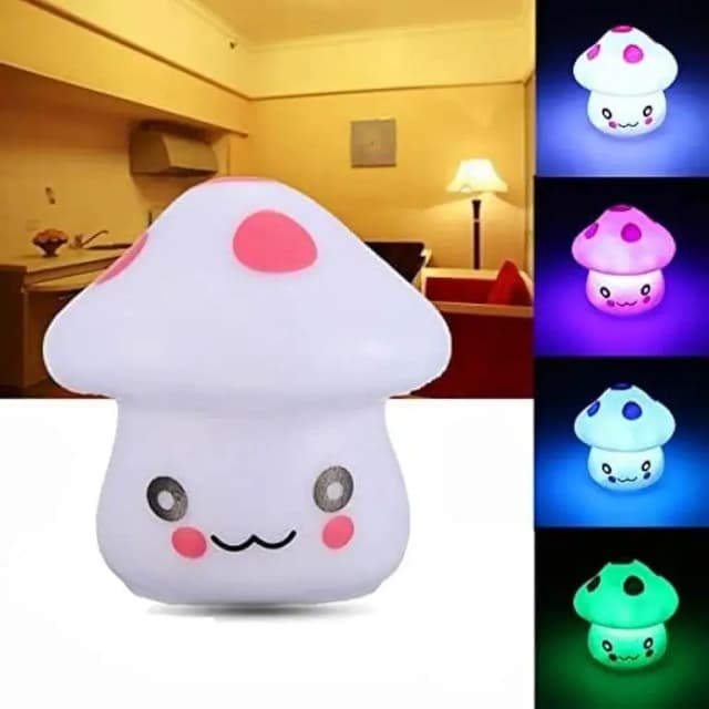 Cute Mushroom Silicone LED Night Light with Color-Changing Modes for Kids’ Room
