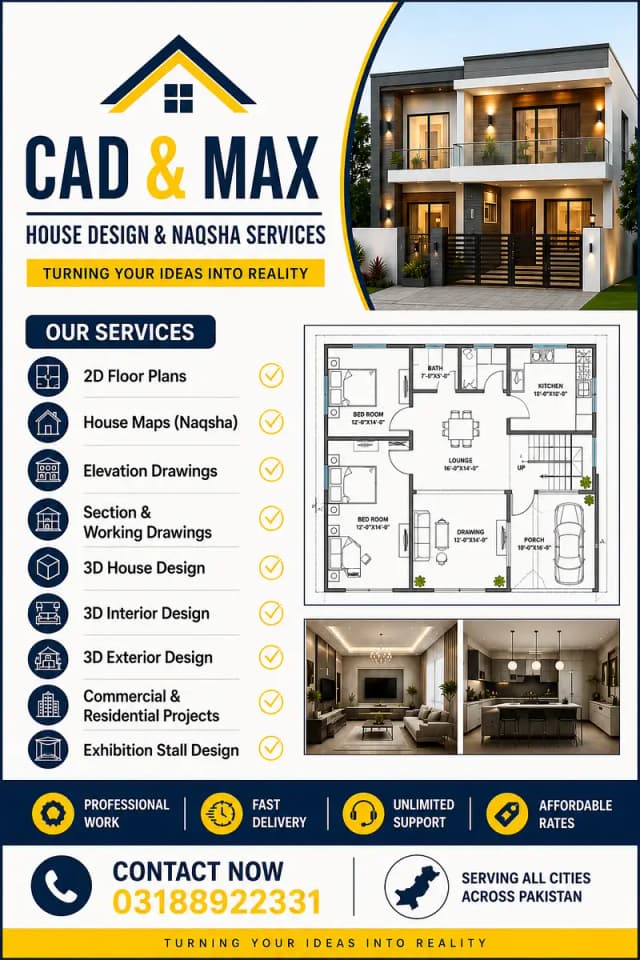 Freelance 2D & 3D Interior Designer/Maps/Naqsha/Draftsman