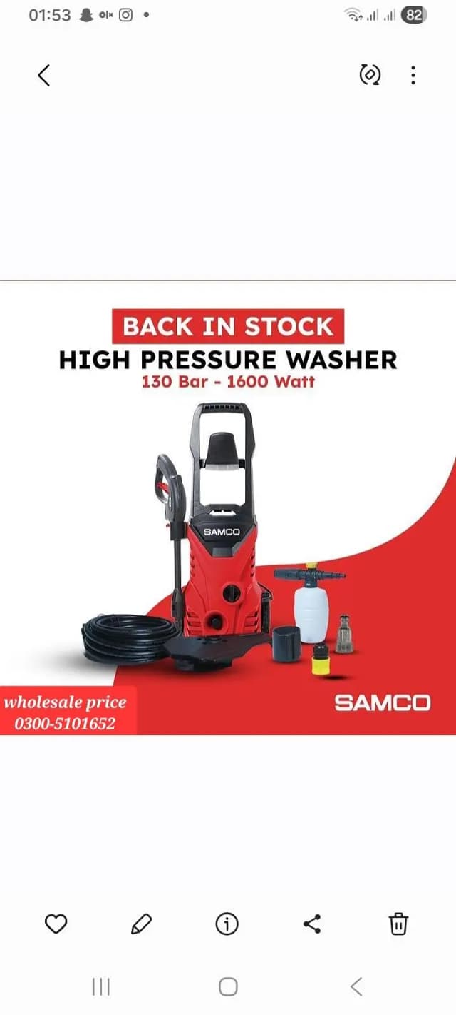 samco High Pressure Washer 130Bar 1600watts wholesale price