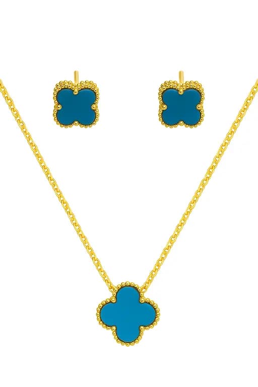 V C Inspired Turquoise Locket Tops Set with Chain