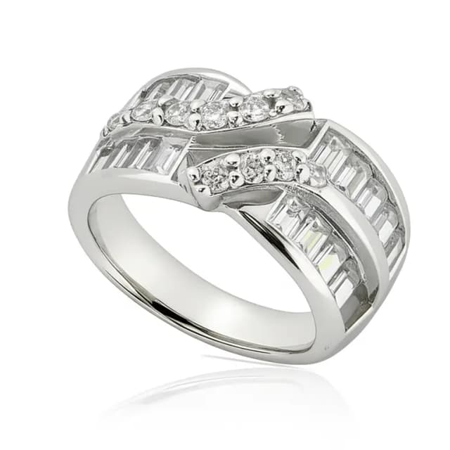 925 Silver Band with Brackets and Zircon