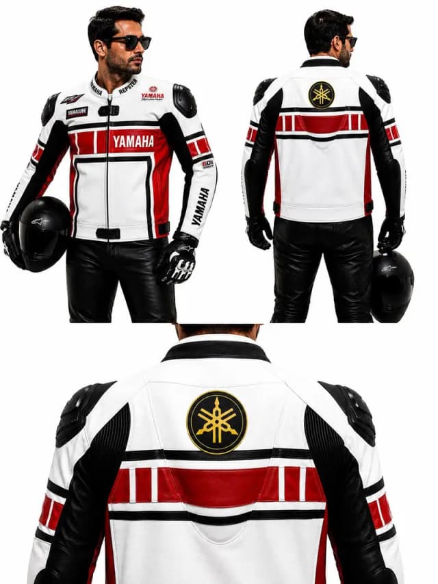 Yamaha Racing Leather Jacket Men's Cowhide CE Armor Protective suit