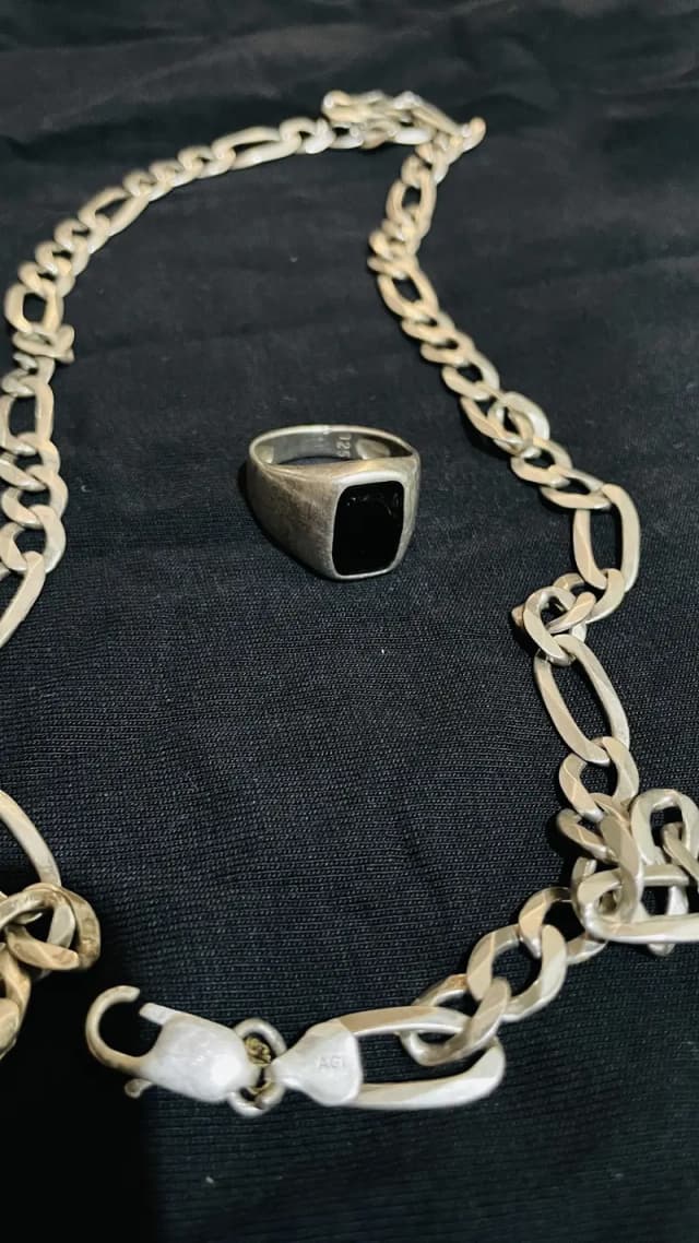 silver (chandi) black stone ring