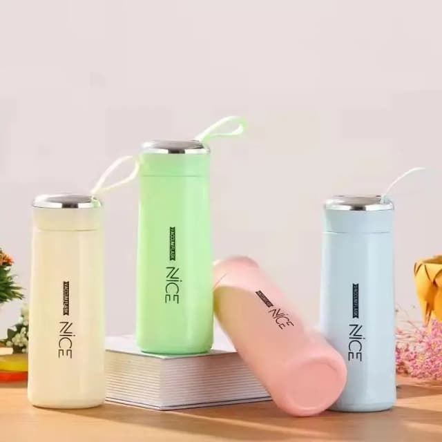 Nice Bottle | 400ml Mini Flask Glass Water Bottle with Vacuum Insulation | Temperature Resistant |. . .