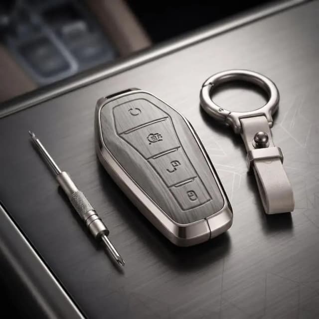BYD Atto 3 Elite Series Metallic Car Key Case Luxury Zinc Alloy Protection Case(Grey)