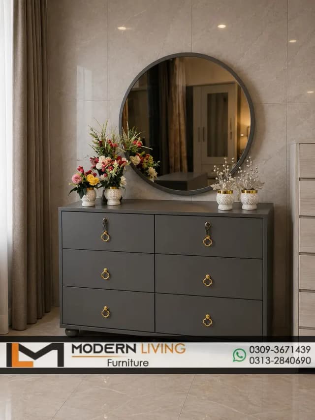 Vanity Dressing Tables Round Mirror Beautiful Look Best Quality