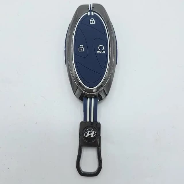 Metal Alloy Key Cover for Hyundai Sonata N Line 2025 and Elantra Hybrid 2025 – White, Brown, and Blue Eid Edition with Keychain