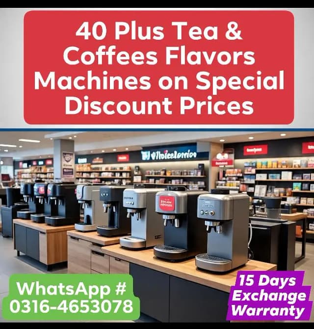 40 Plus Tea + Coffee Flavors Making Machines (01 Free Delivery + Gift)